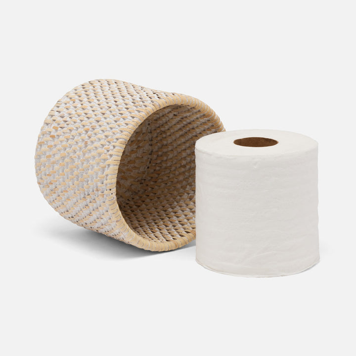 Dalton, Whitewashed, Toilet Paper Cover, Rattan, Pack/2