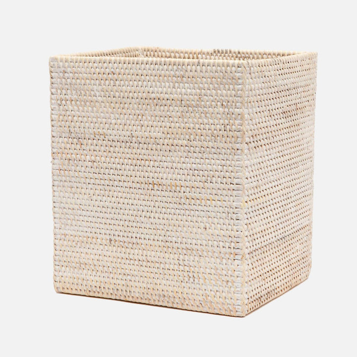 Dalton, Whitewashed, Wastebasket, Rectangular Straight, Rattan