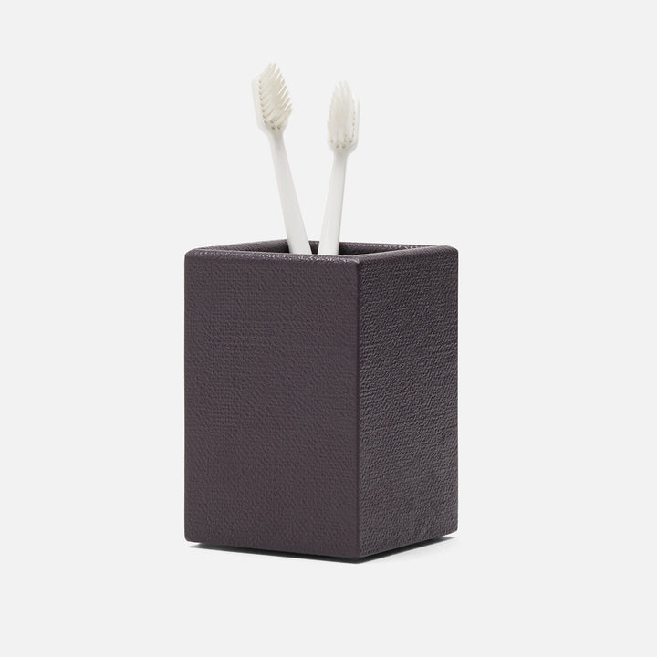 Dannes, Aubergine, Brush Holder, Square Straight, Faux Belgian Linen
