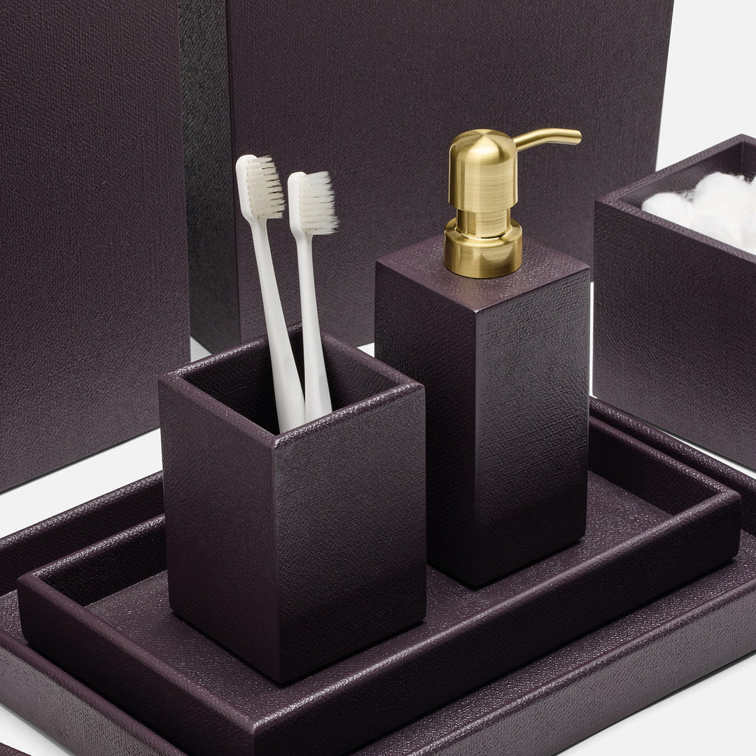 Dannes, Aubergine, Brush Holder, Square Straight, Faux Belgian Linen
