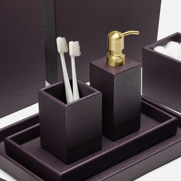 Dannes, Aubergine, Brush Holder, Square Straight, Faux Belgian Linen