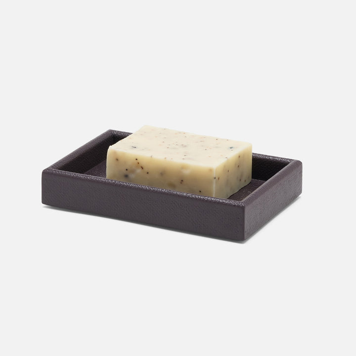 Dannes, Aubergine, Soap Dish, Rectangular Straight, Faux Belgian Linen
