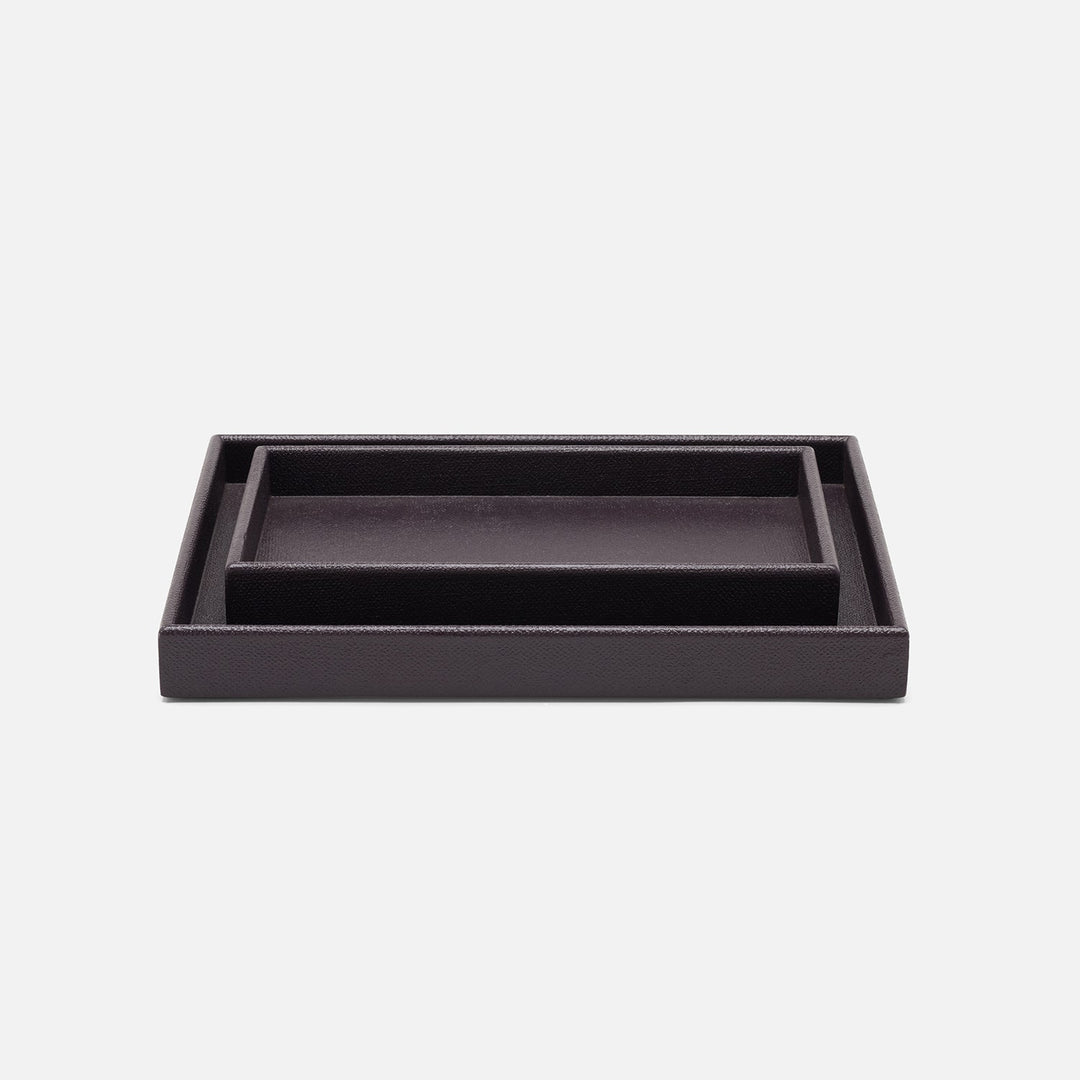 Dannes, Aubergine, Nested Trays, Rectangular Straight, Faux Belgian Linen, S/2
