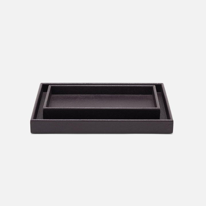 Dannes, Aubergine, Nested Trays, Rectangular Straight, Faux Belgian Linen, S/2