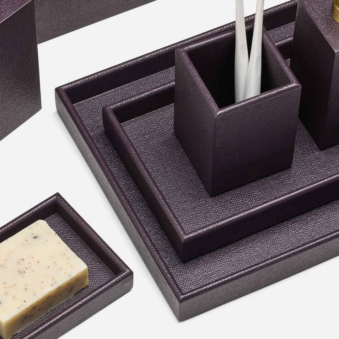 Dannes, Aubergine, Nested Trays, Rectangular Straight, Faux Belgian Linen, S/2