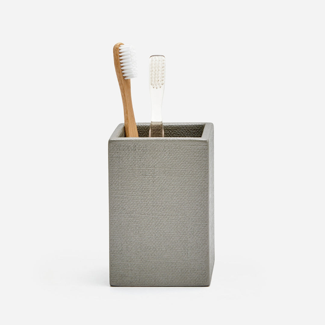 Dannes, Light Gray, Brush Holder, Square Straight, Faux Belgian Linen