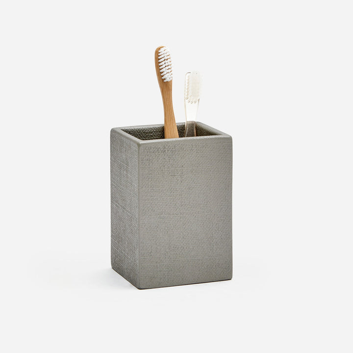Dannes, Light Gray, Brush Holder, Square Straight, Faux Belgian Linen