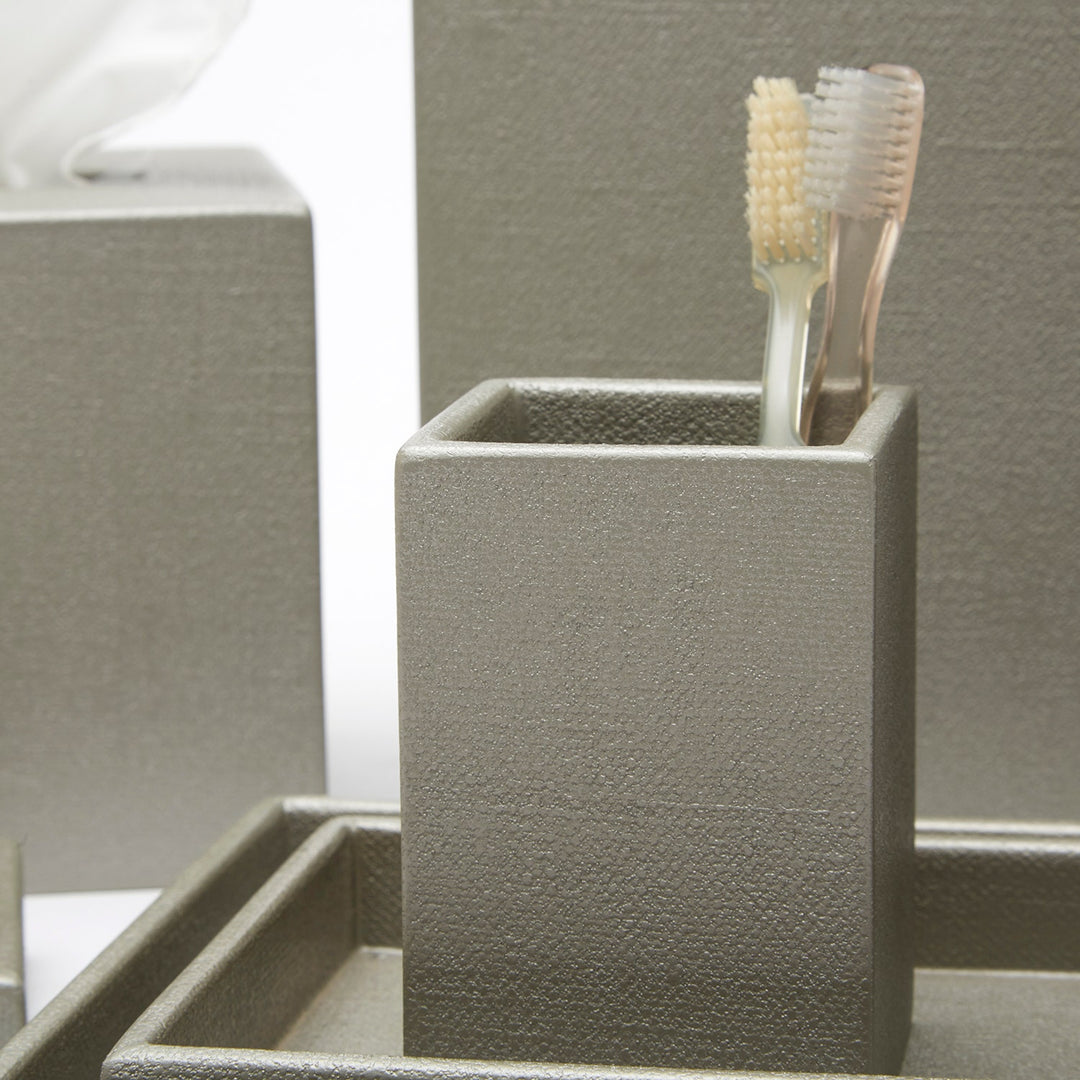 Dannes, Light Gray, Brush Holder, Square Straight, Faux Belgian Linen