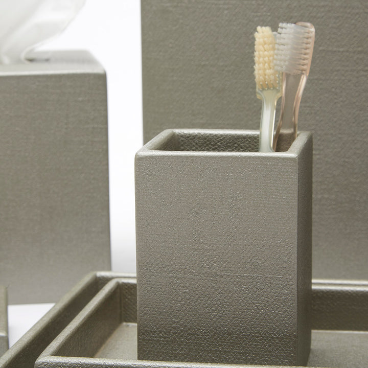 Dannes, Light Gray, Brush Holder, Square Straight, Faux Belgian Linen