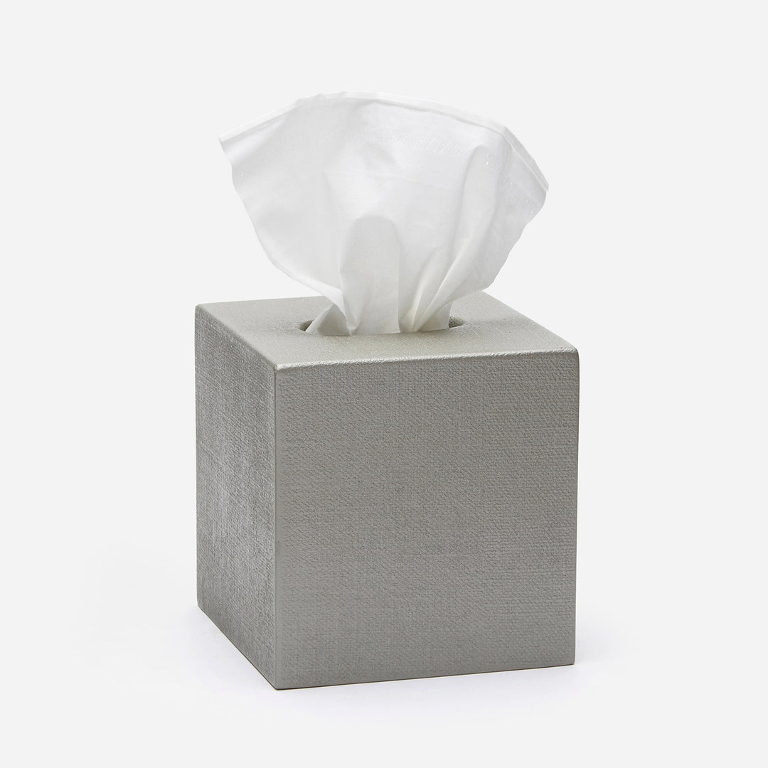 Dannes, Light Gray, Tissue Box, Square Straight, Faux Belgian Linen