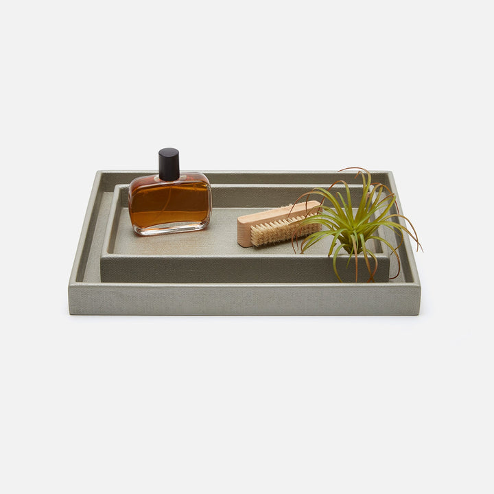 Dannes, Light Gray, Nested Trays, Faux Belgian Linen, S/2