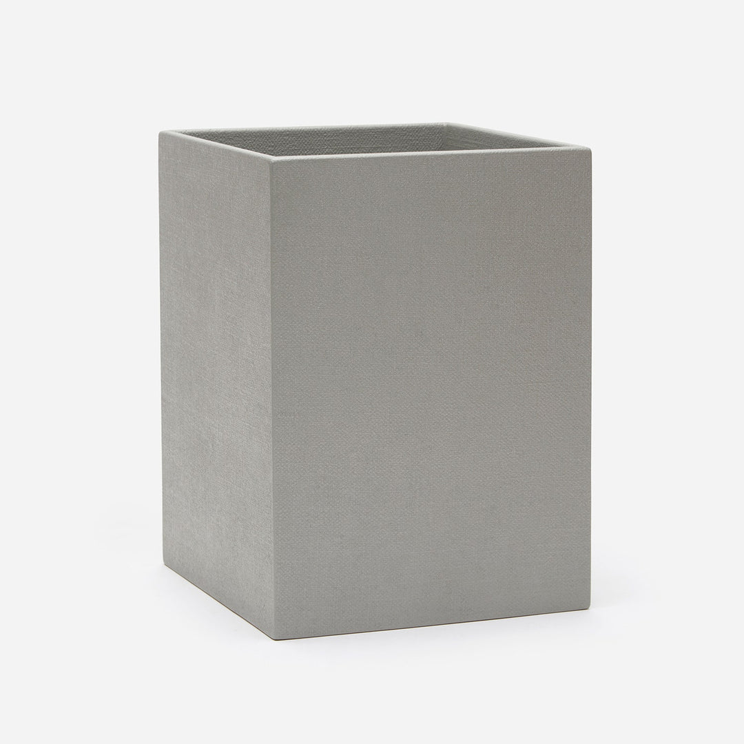 Dannes, Light Gray, Wastebasket, Square Straight, Faux Belgian Linen
