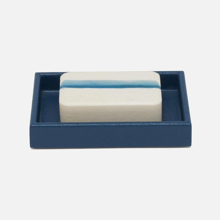 Dannes, True Navy, Soap Dish, Rectangular Straight, Faux Belgian Linen