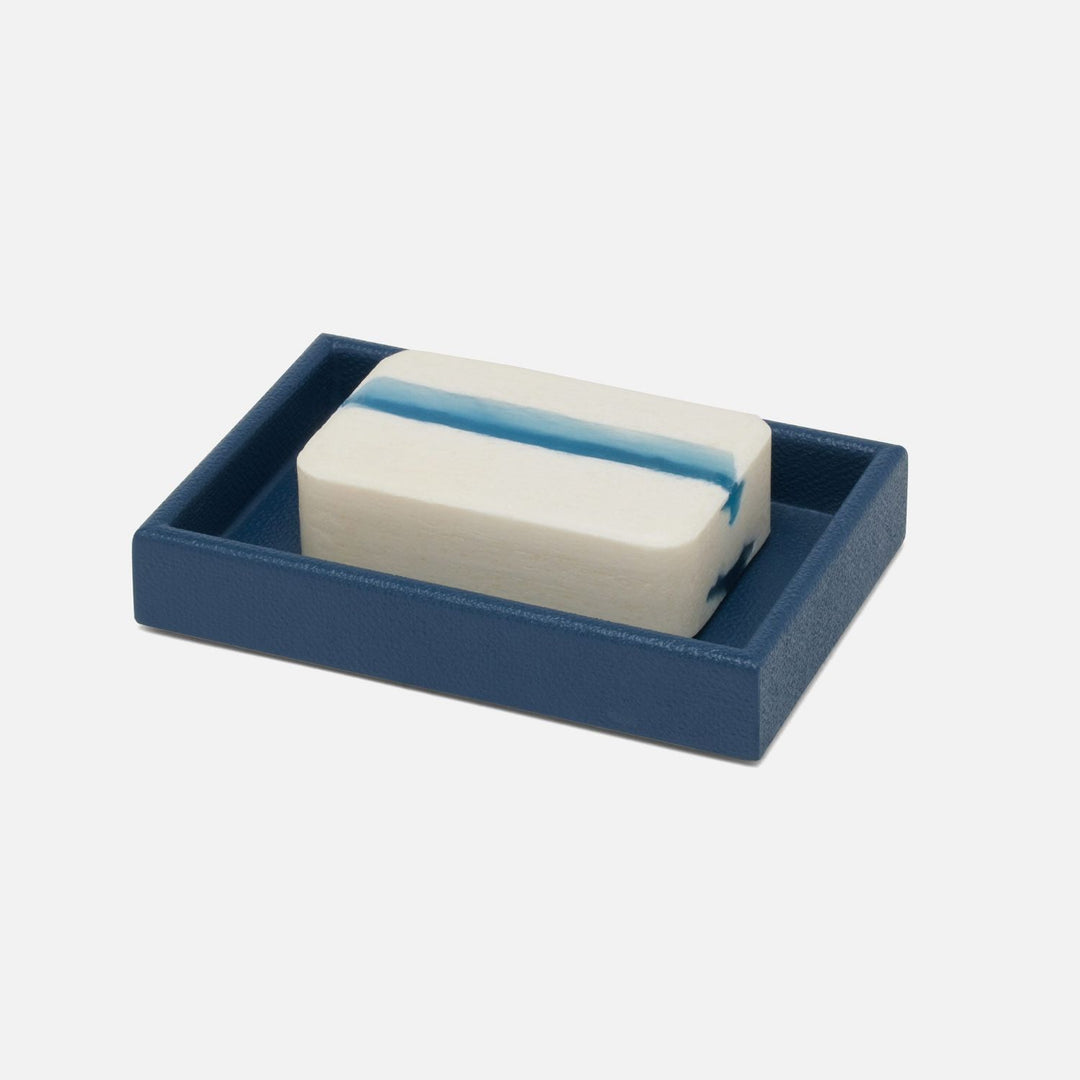 Dannes, True Navy, Soap Dish, Rectangular Straight, Faux Belgian Linen