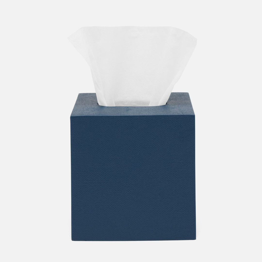 Dannes, True Navy, Tissue Box, Square Straight, Faux Belgian Linen