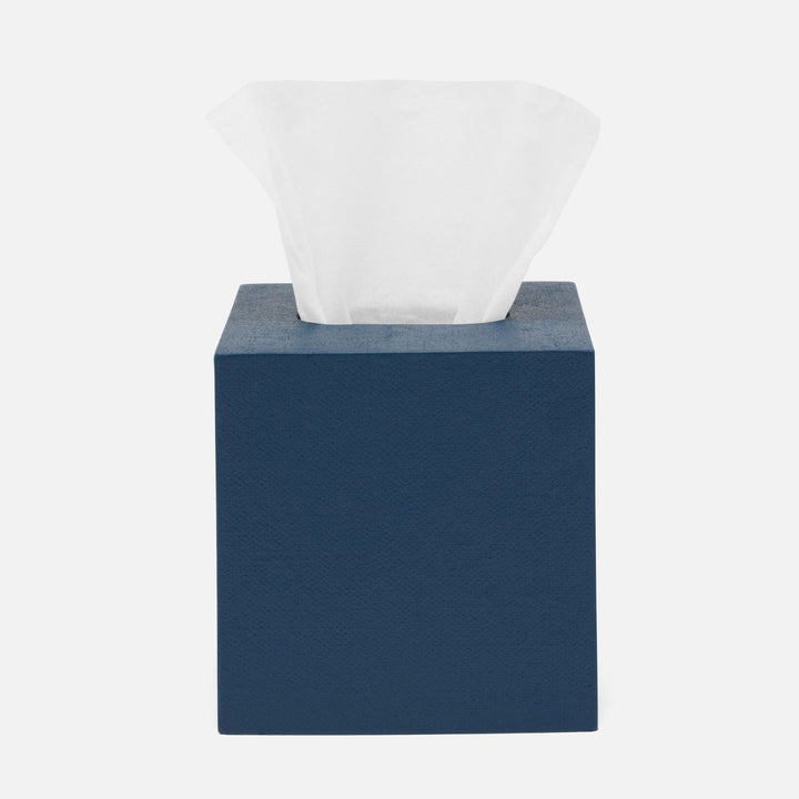 Dannes, True Navy, Tissue Box, Square Straight, Faux Belgian Linen