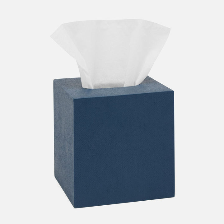 Dannes, True Navy, Tissue Box, Square Straight, Faux Belgian Linen