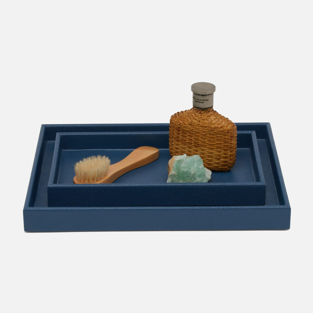 Dannes, True Navy, Nested Trays, Faux Belgian Linen, S/2