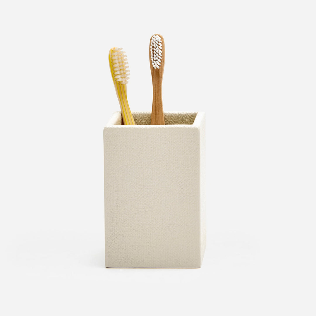 Dannes, White, Brush Holder, Square Straight, Faux Belgian Linen