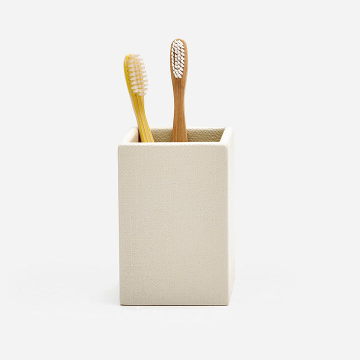 Dannes, White, Brush Holder, Square Straight, Faux Belgian Linen