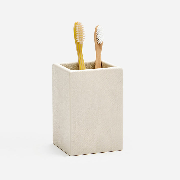 Dannes, White, Brush Holder, Square Straight, Faux Belgian Linen