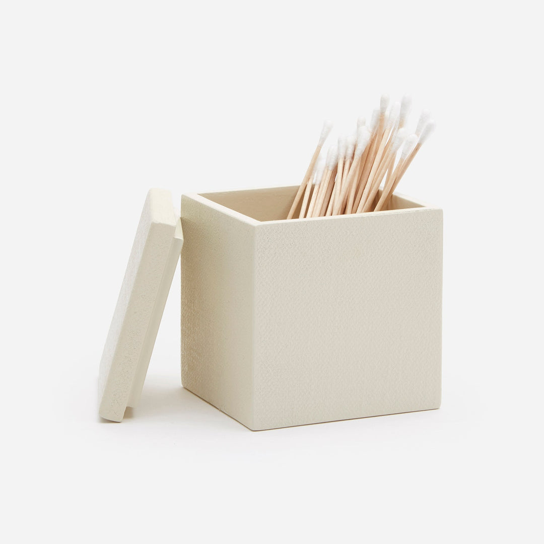 Dannes, White, Canister, Square Straight, Faux Belgian Linen