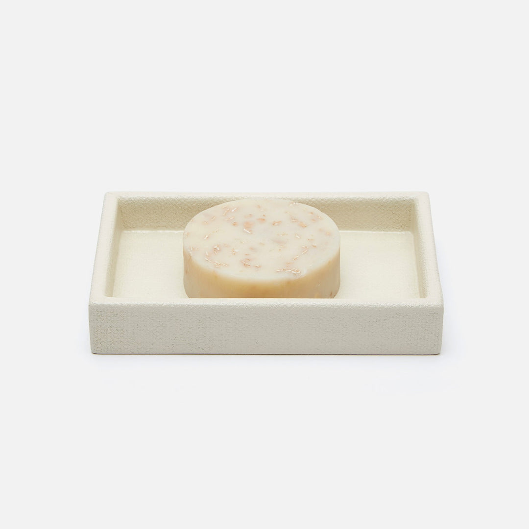Dannes, White, Soap Dish, Rectangular Straight, Faux Belgian Linen