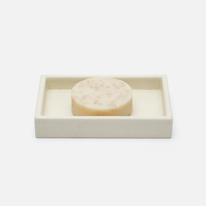Dannes, White, Soap Dish, Rectangular Straight, Faux Belgian Linen