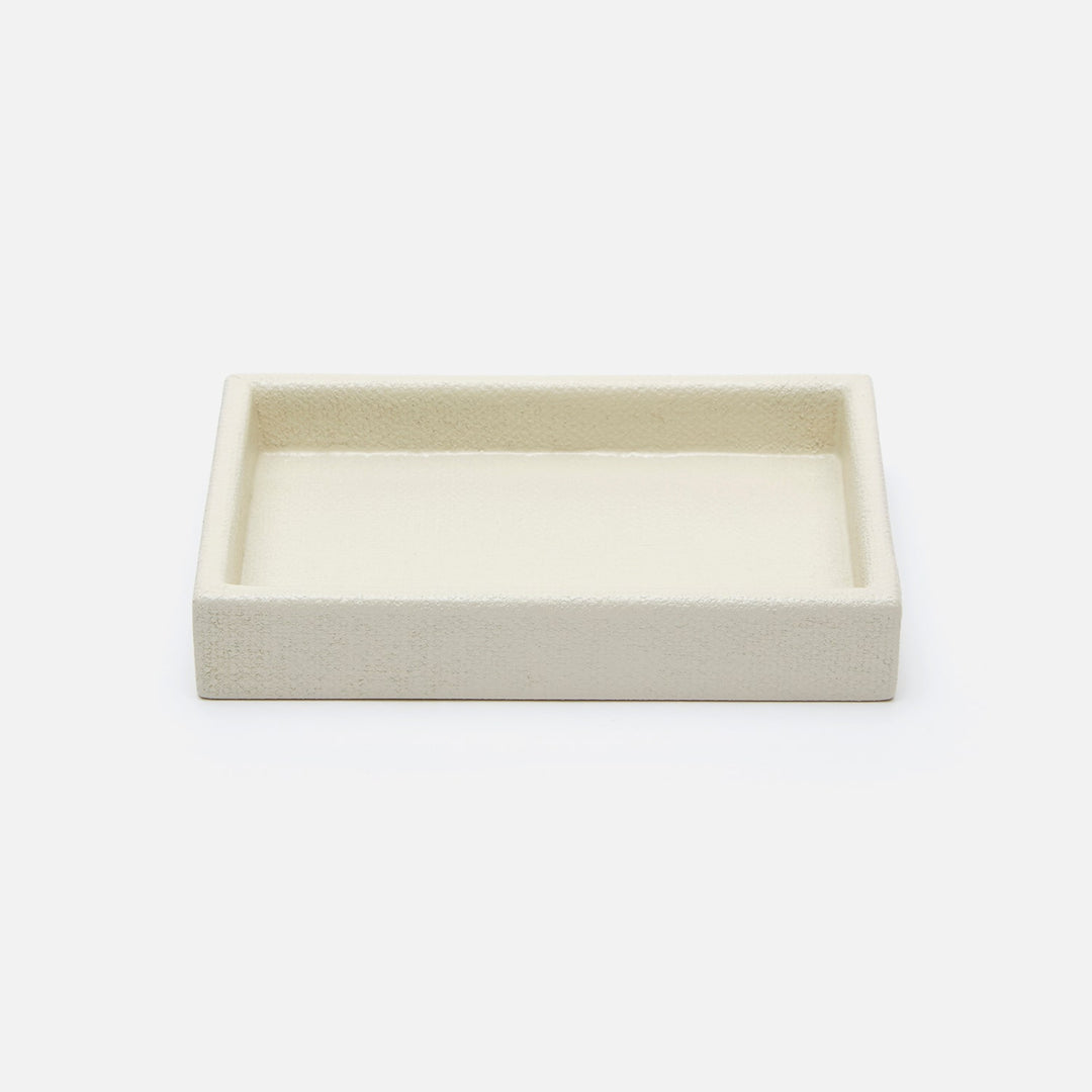 Dannes, White, Soap Dish, Rectangular Straight, Faux Belgian Linen