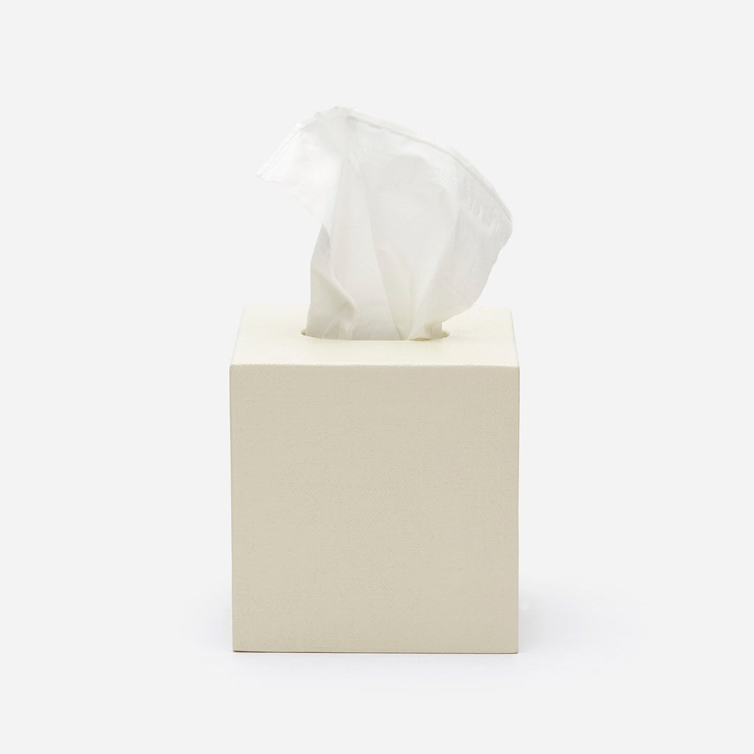 Dannes, White, Tissue Box, Square Straight, Faux Belgian Linen