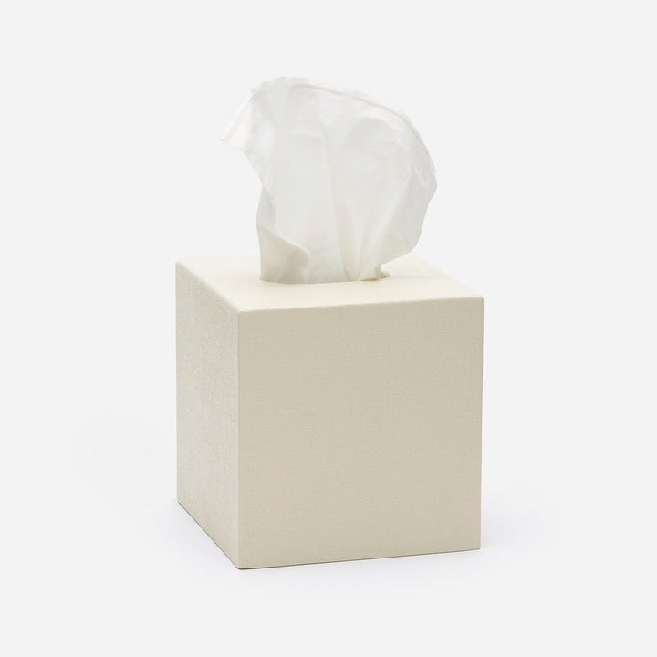 Dannes, White, Tissue Box, Square Straight, Faux Belgian Linen