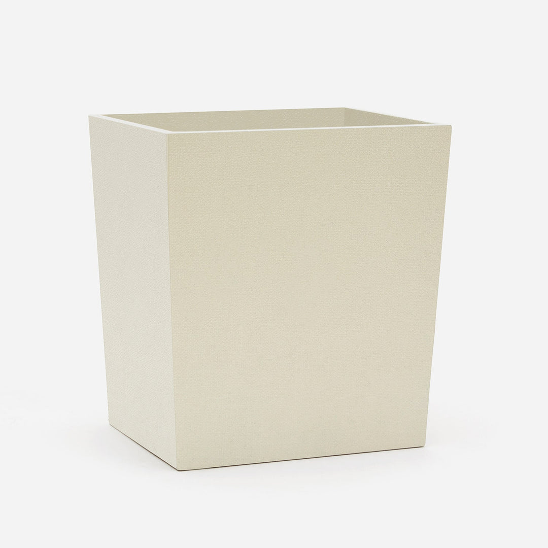 Dannes, White, Wastebasket, Rectangular Tapered, Faux Belgian Linen