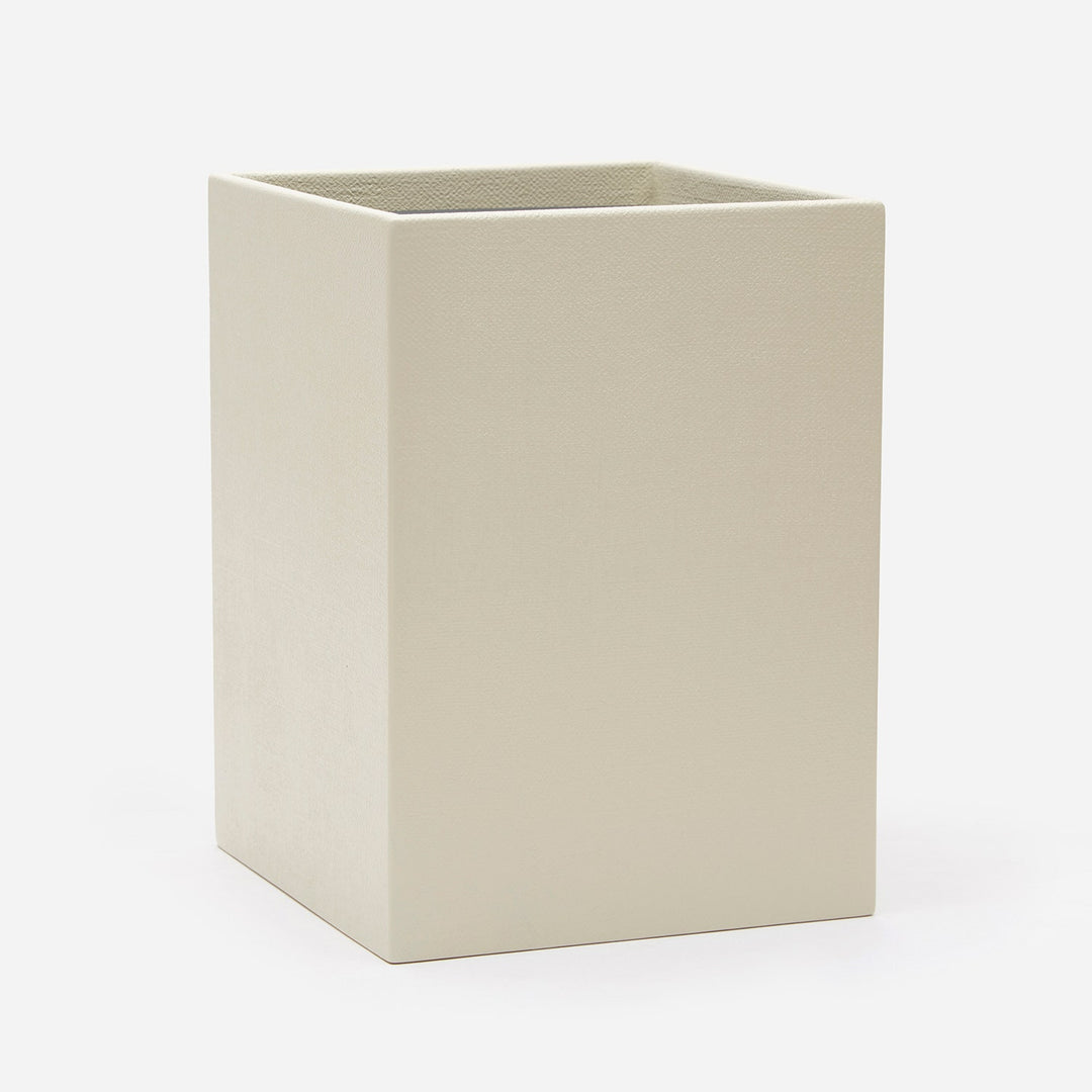 Dannes, White, Wastebasket, Square Straight, Faux Belgian Linen