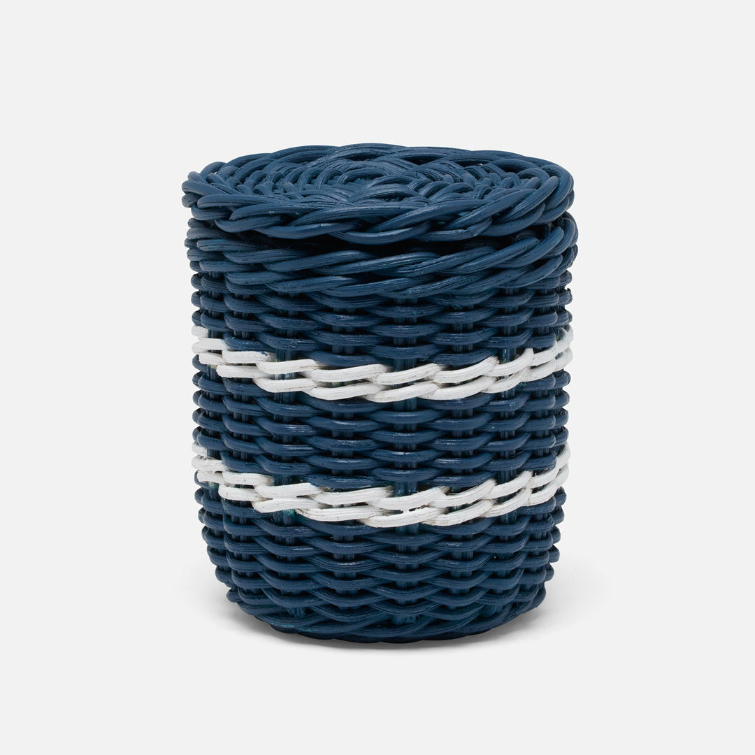 Danville, Navy/White, Canister Round, Large, Rattan