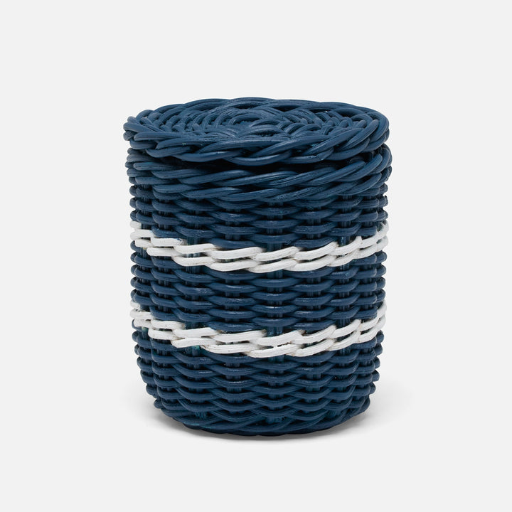 Danville, Navy/White, Canister Round, Large, Rattan