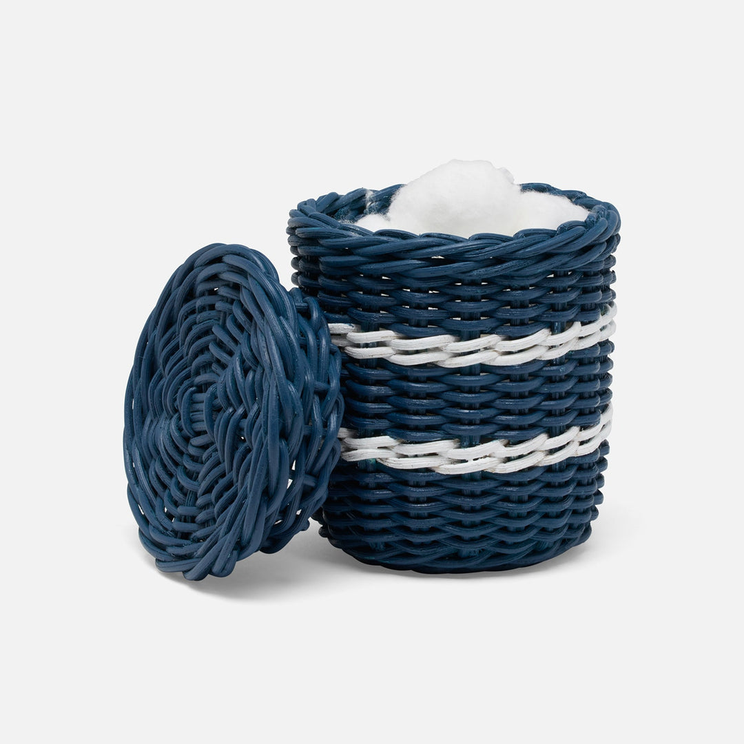 Danville, Navy/White, Canister Round, Large, Rattan