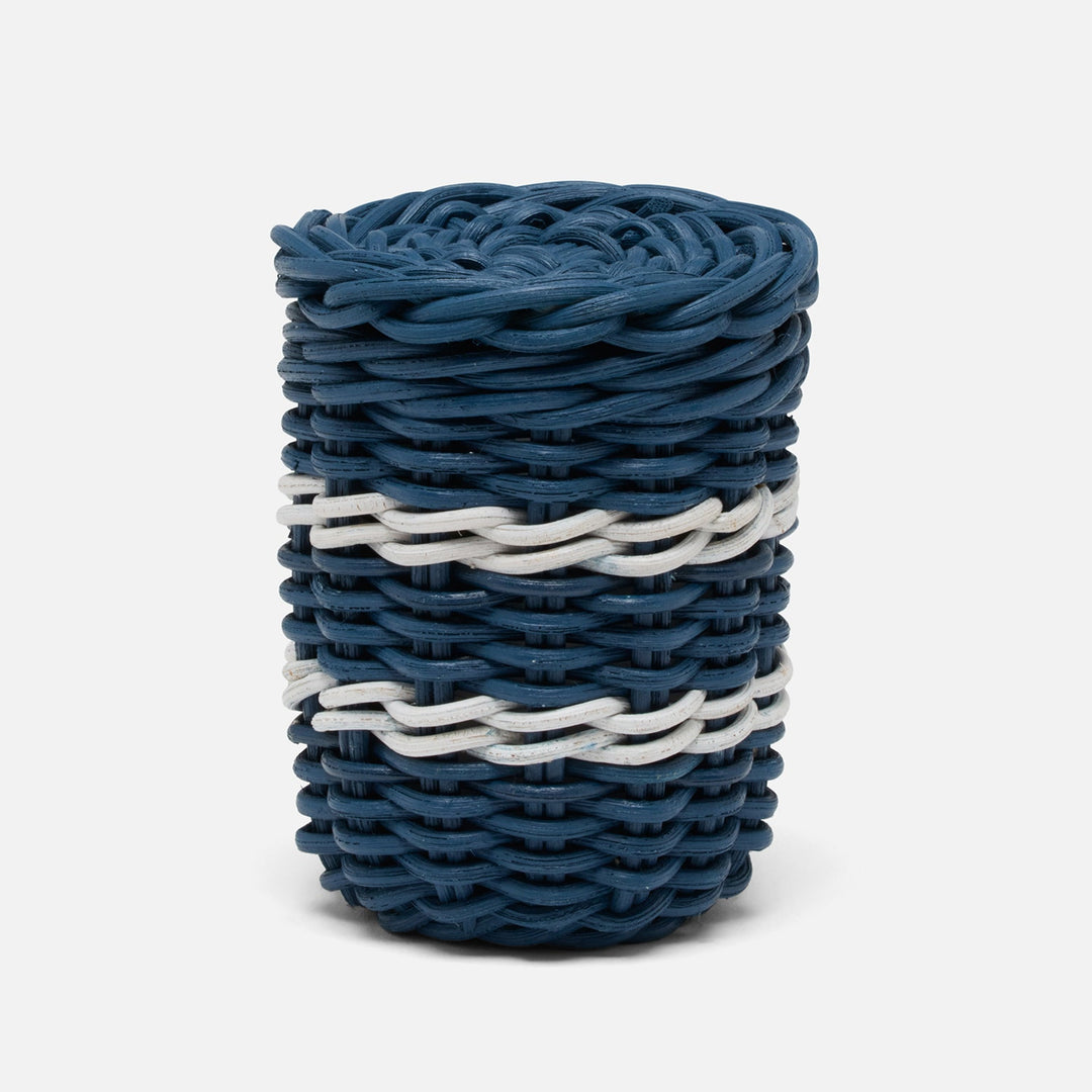 Danville, Navy/White, Canister Round, Small, Rattan