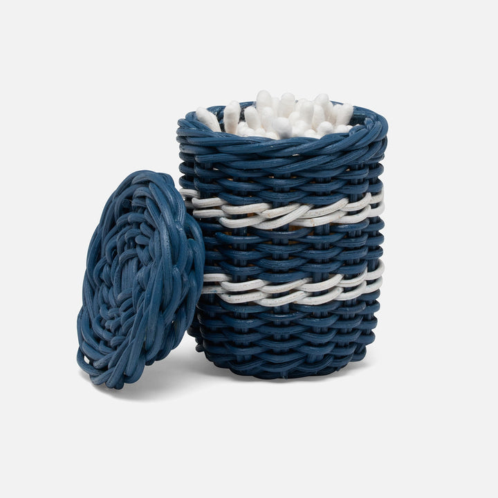 Danville, Navy/White, Canister Round, Small, Rattan
