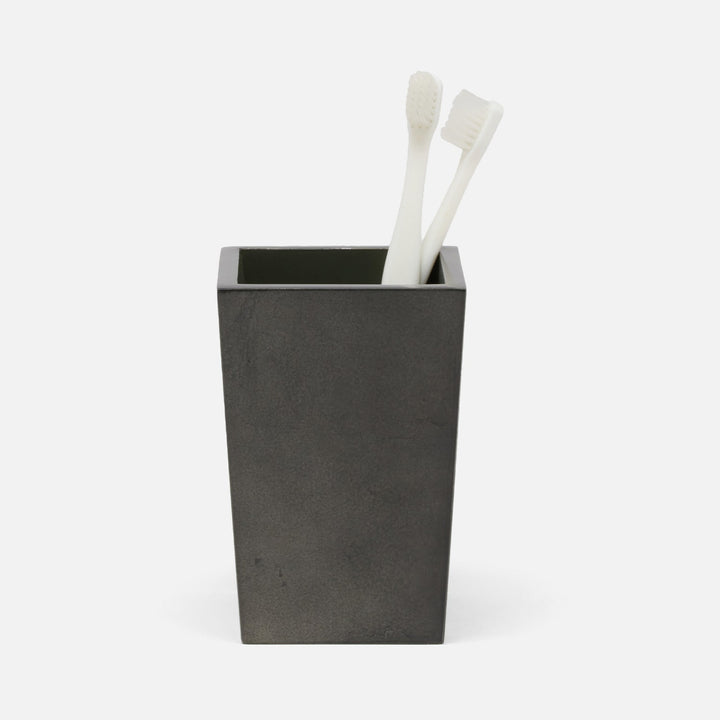 Davos, Charcoal Sage, Brush Holder, Square Tapered, Silver Leaf