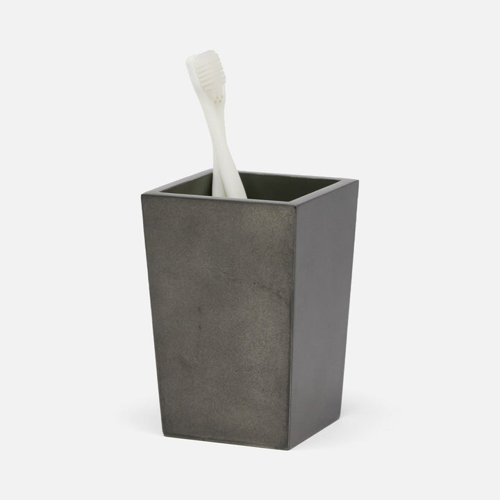 Davos, Charcoal Sage, Brush Holder, Square Tapered, Silver Leaf