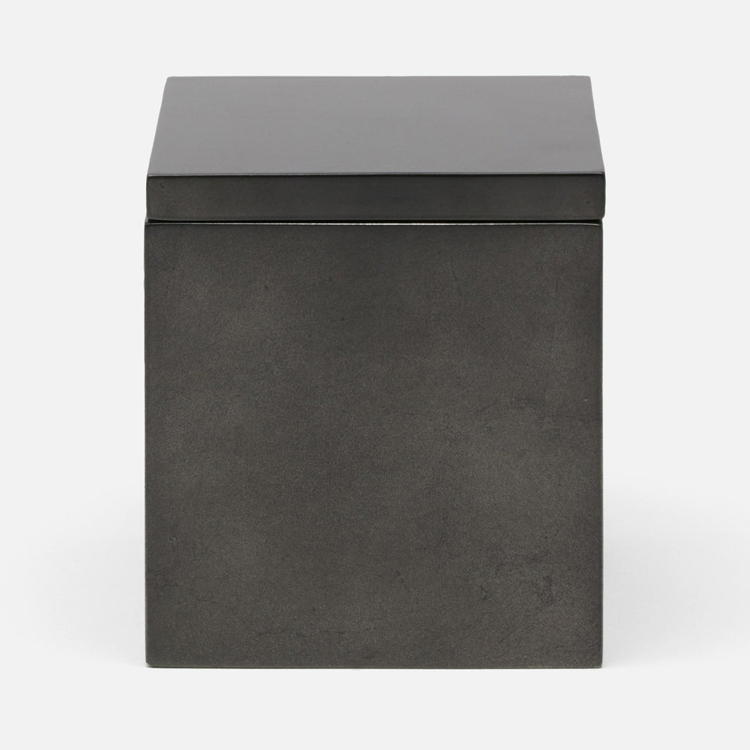Davos, Charcoal Sage, Canister, Square Straight, Large, Silver Leaf
