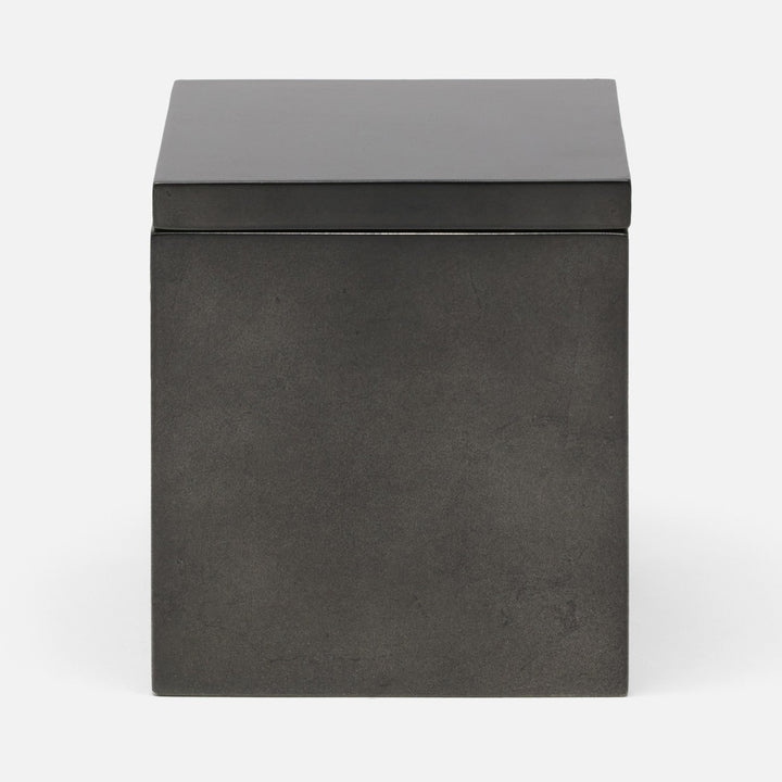 Davos, Charcoal Sage, Canister, Square Straight, Large, Silver Leaf