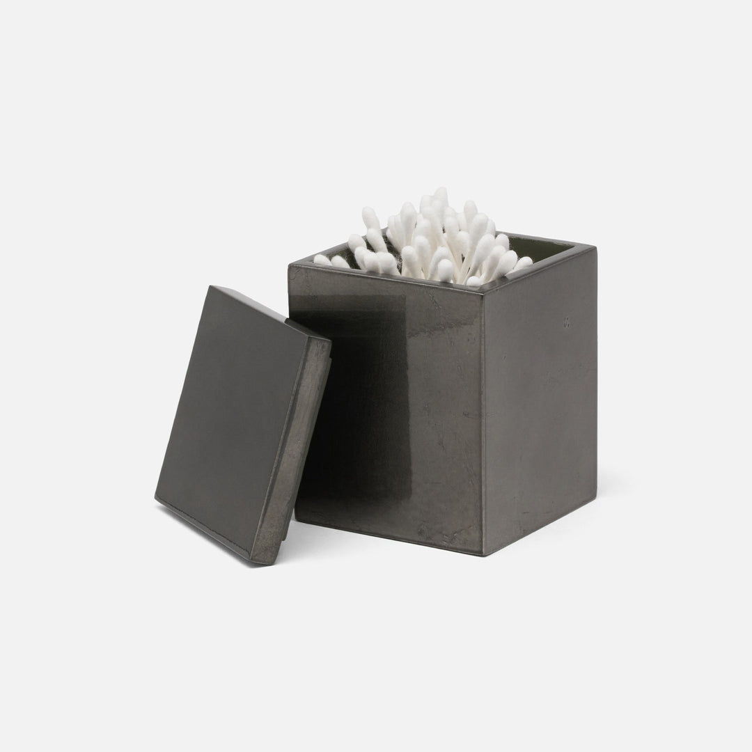 Davos, Charcoal Sage, Canister, Square Straight, Small, Silver Leaf