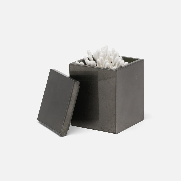 Davos, Charcoal Sage, Canister, Square Straight, Small, Silver Leaf