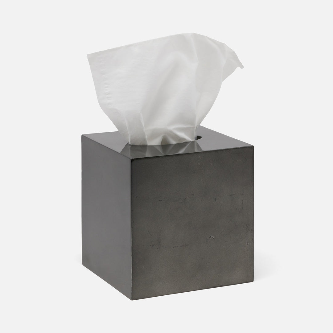 Davos, Charcoal Sage, Tissue Box, Square Straight, Silver Leaf