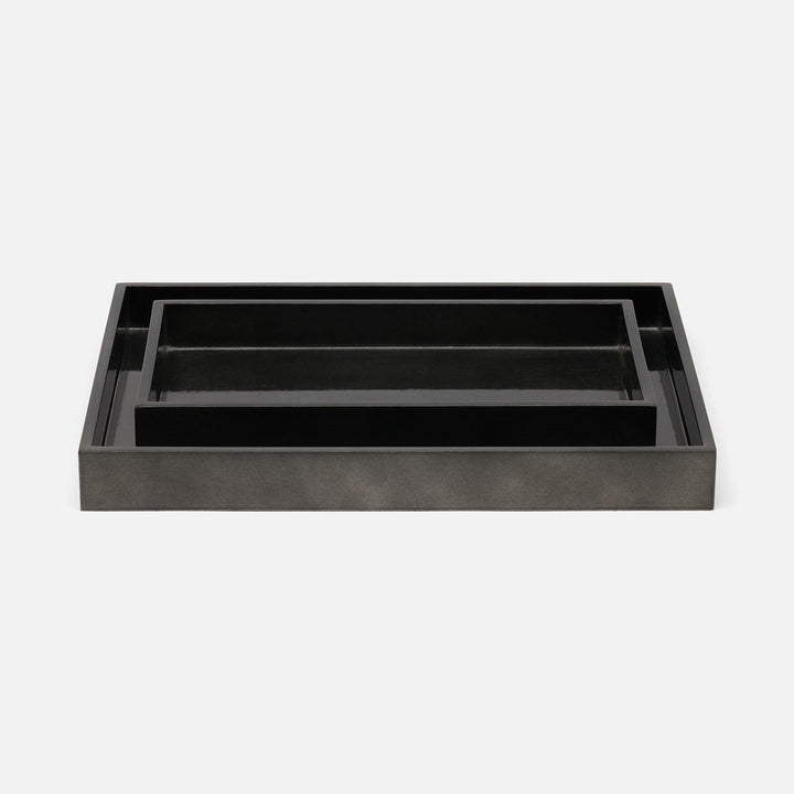 Davos, Charcoal Sage, Nested Trays, Rectangular Straight, Silver Leaf, S/2