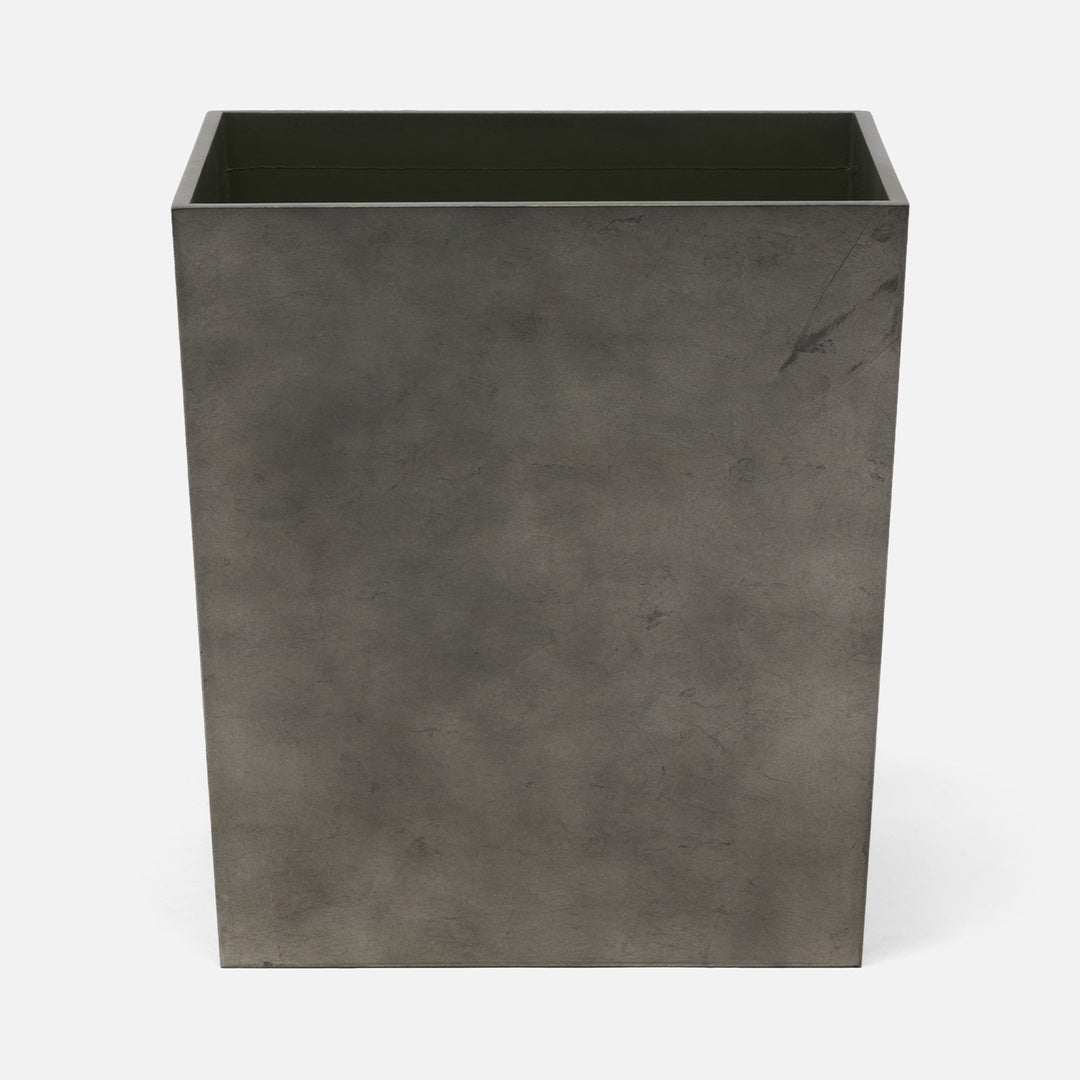 Davos, Charcoal Sage, Wastebasket, Rectangular Tapered, Silver Leaf