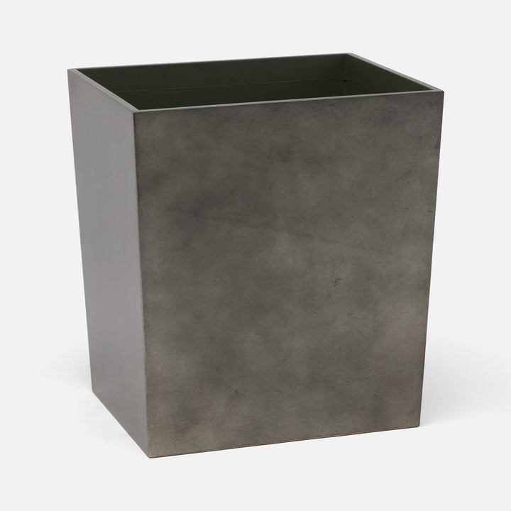 Davos, Charcoal Sage, Wastebasket, Rectangular Tapered, Silver Leaf