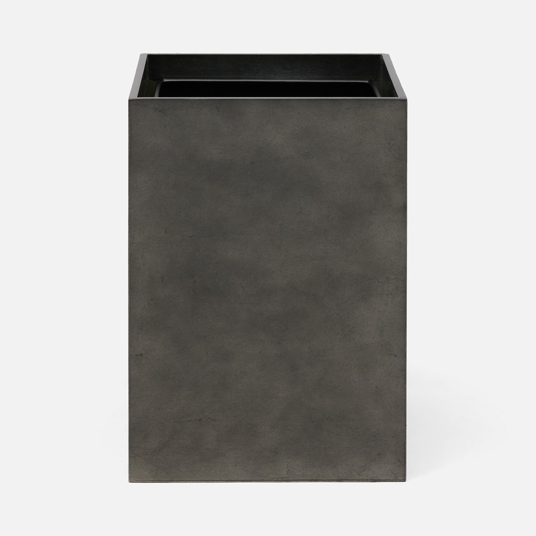 Davos, Charcoal Sage, Wastebasket, Square Straight, Silver Leaf