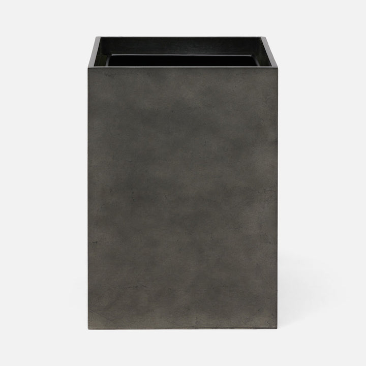 Davos, Charcoal Sage, Wastebasket, Square Straight, Silver Leaf